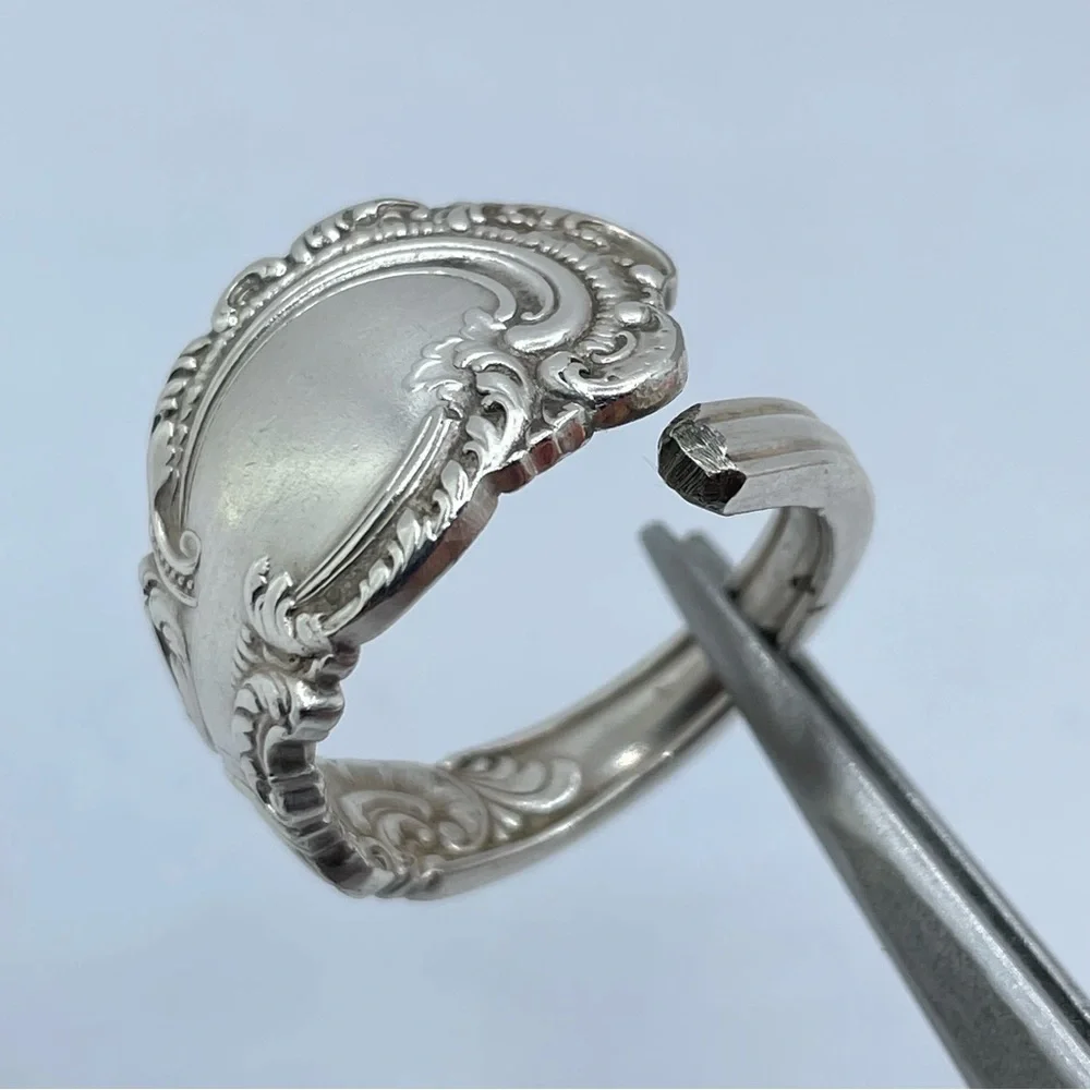 Vintage Stainless Steel Ornate Floral Scroll Boho Wrap Handcrafted Sz 9